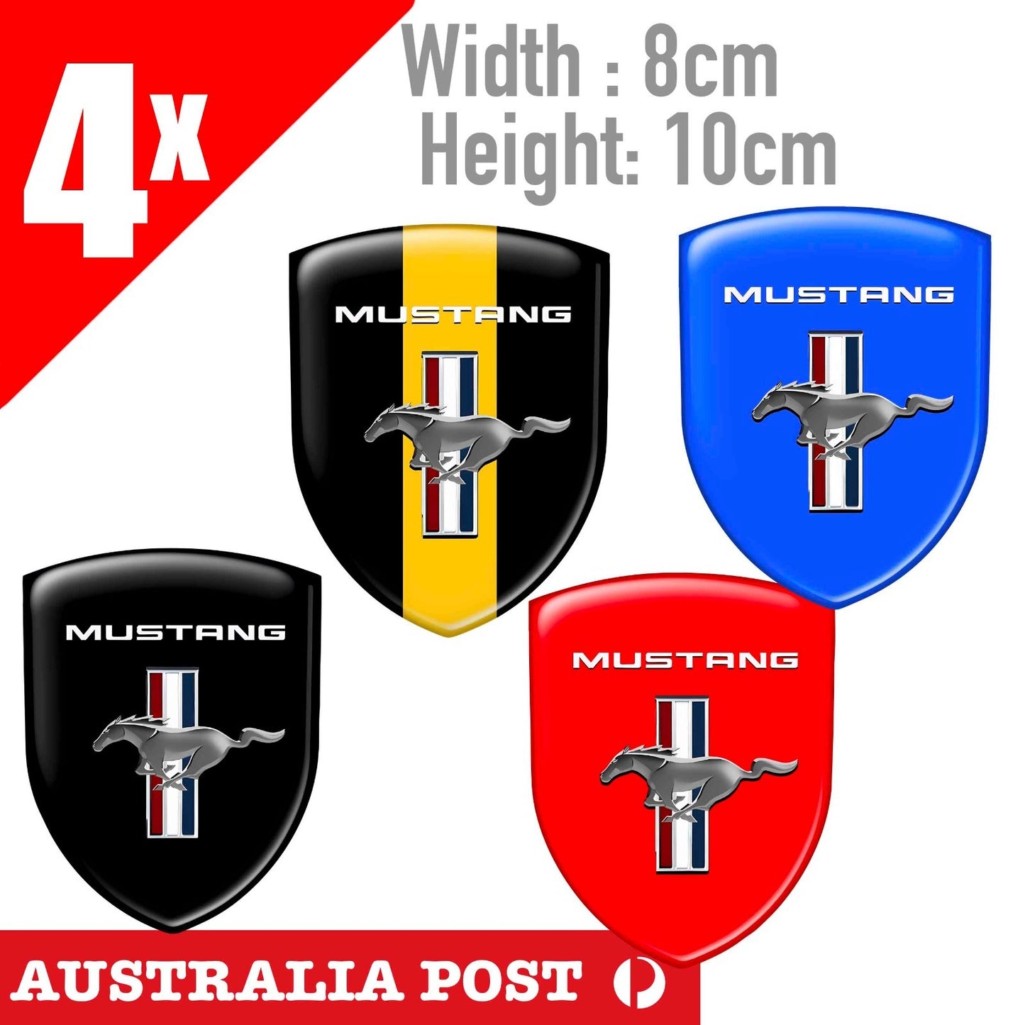 FORD MUSTANG Badge , FORD LOGO , Go Further Badge x4 Sticker