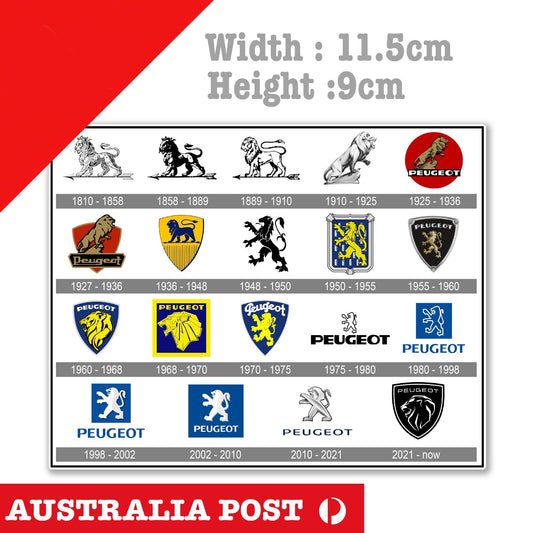 Peugeot Logo History, Team Rally Car Sticker PEUGEOT Logo Decal