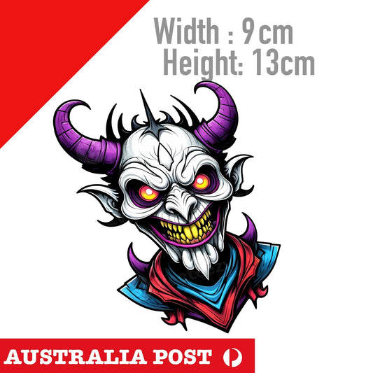 Evil Clown Skull, Motorcycle Helmet, Fuel Tank, Skull Sticker