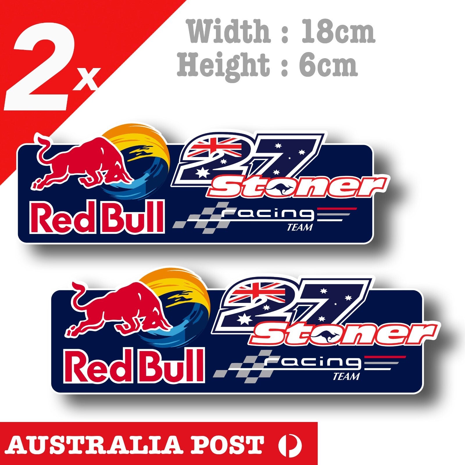 Casey Stoner 27 Aussie Star Motorcycle Red Bull Racing Team Sticker