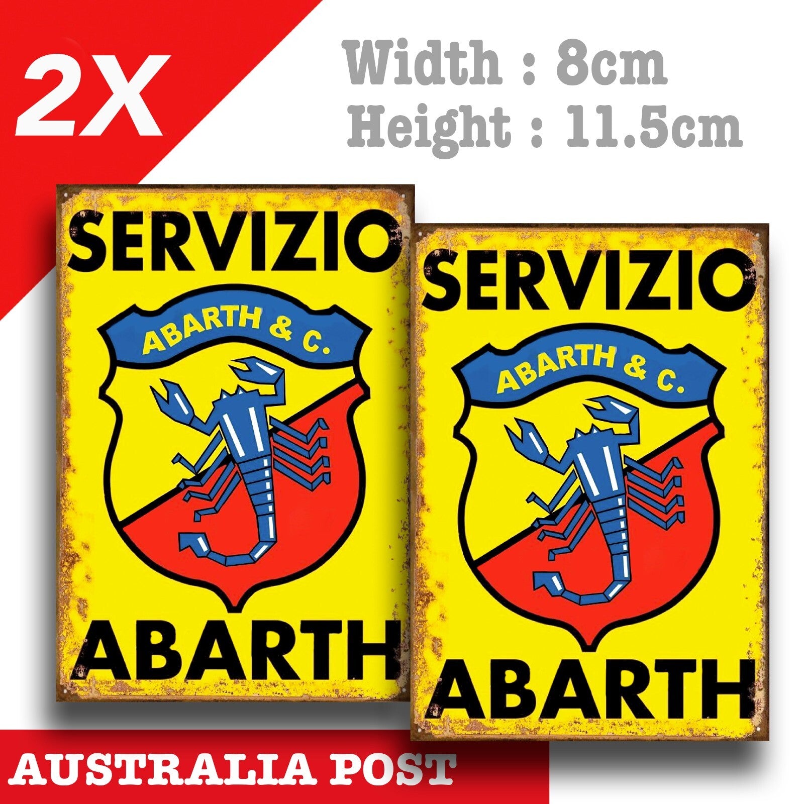 Abarth Service Sign, Rusted Old Vintage Garage Sign Decal Stickers