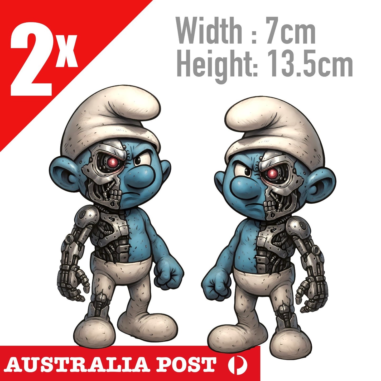 Terminator Robot Smurf  Funny Cartoon Character  Stickers