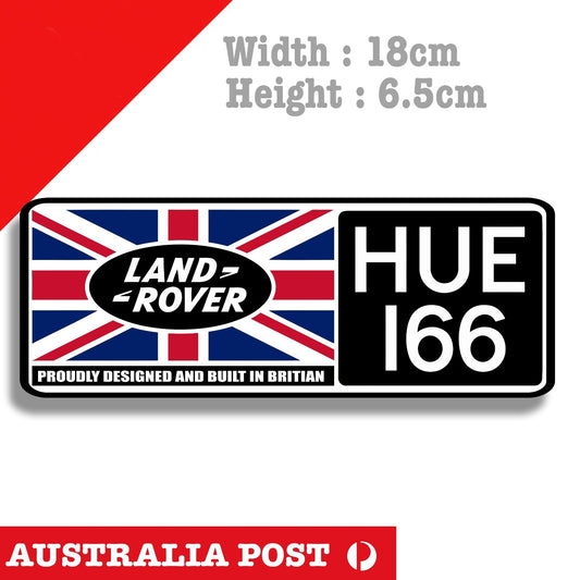 Land Rover  British Flag HUE 166 , Made In Britain, Land Rover Logo Stickers