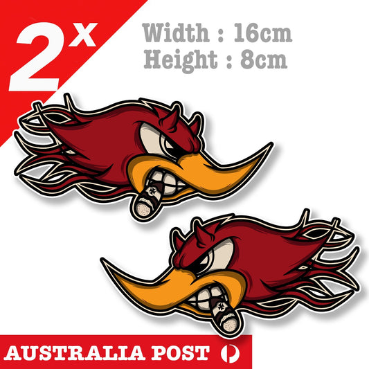 Angry Woodpecker  Head,Helmet Motorbike Bike  Decal Sticker