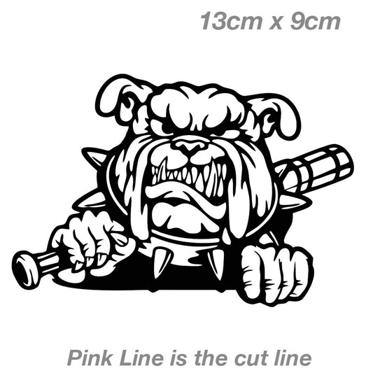 Angry British BullDog Gangster Baseball   Laptop , Car  Vinyl  Sticker 