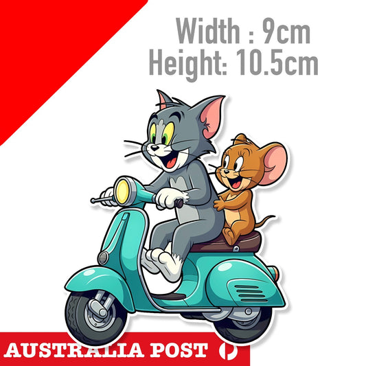 Tom and Jerry the mouse Cartoon Bike , Funny Cartoon  Sticker