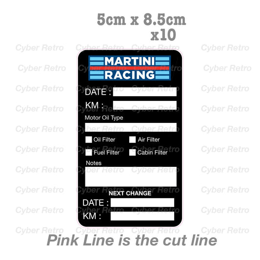 MARTINI Racing Oil Change Service Reminder x10 , Cars Trucks Sticker