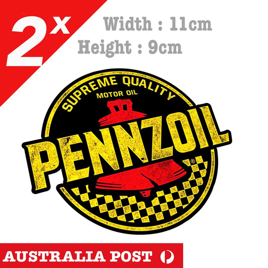 PENNZOIL Lubricant Oil Logo, Supreme Quality, Vintage, Old Damaged Stickers