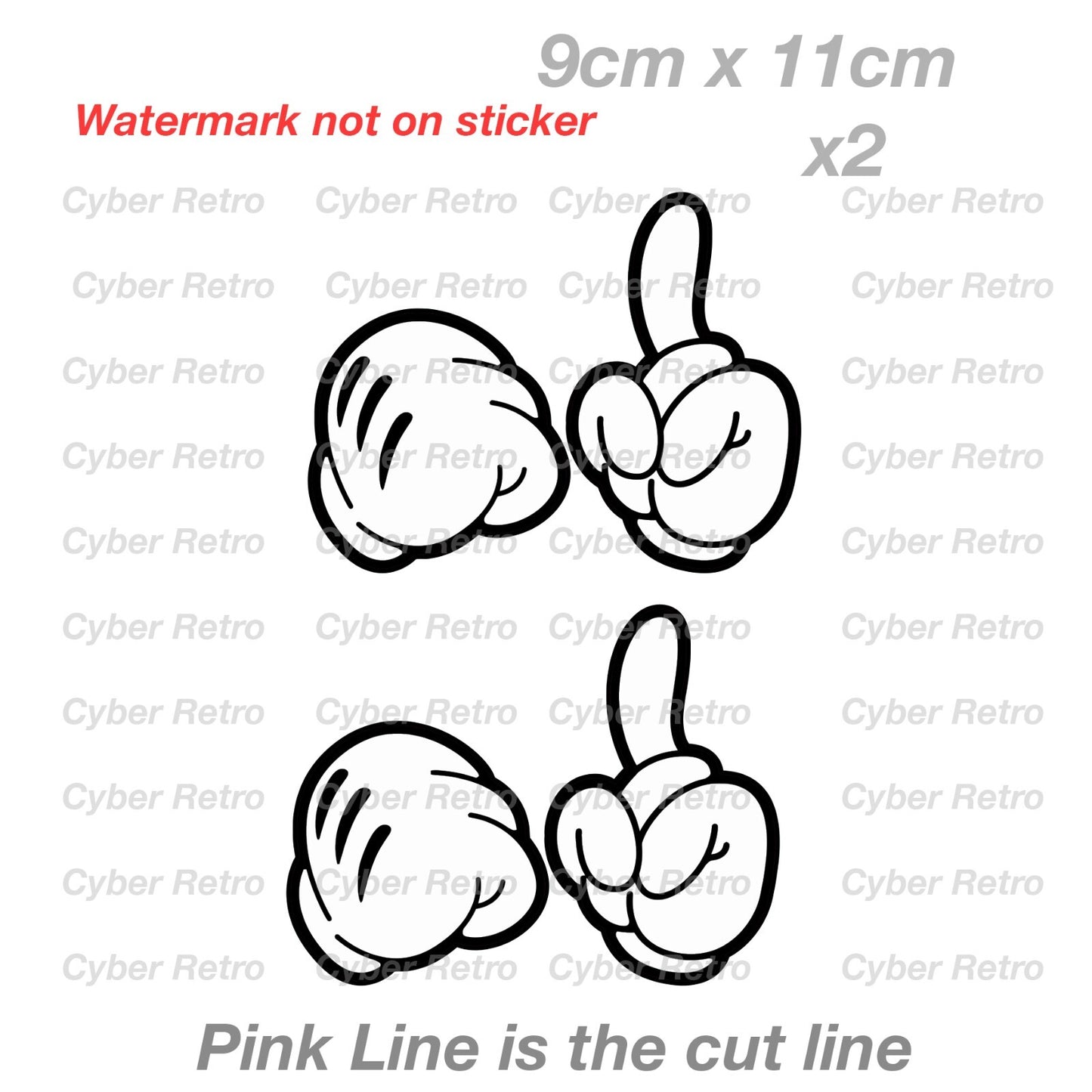 Disney Mickey Mouse Hands Fist Decal Sticker 