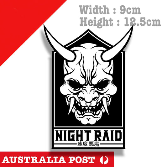 Oni Mask Japan Night RAID JDM Car Decal  Sticker 