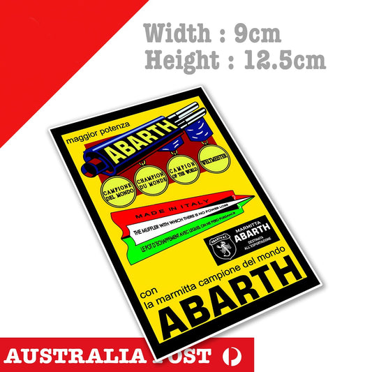Abarth CAMPIONE DEL MONDO Sign, Marmitta Campione Vintage Sign Sticker