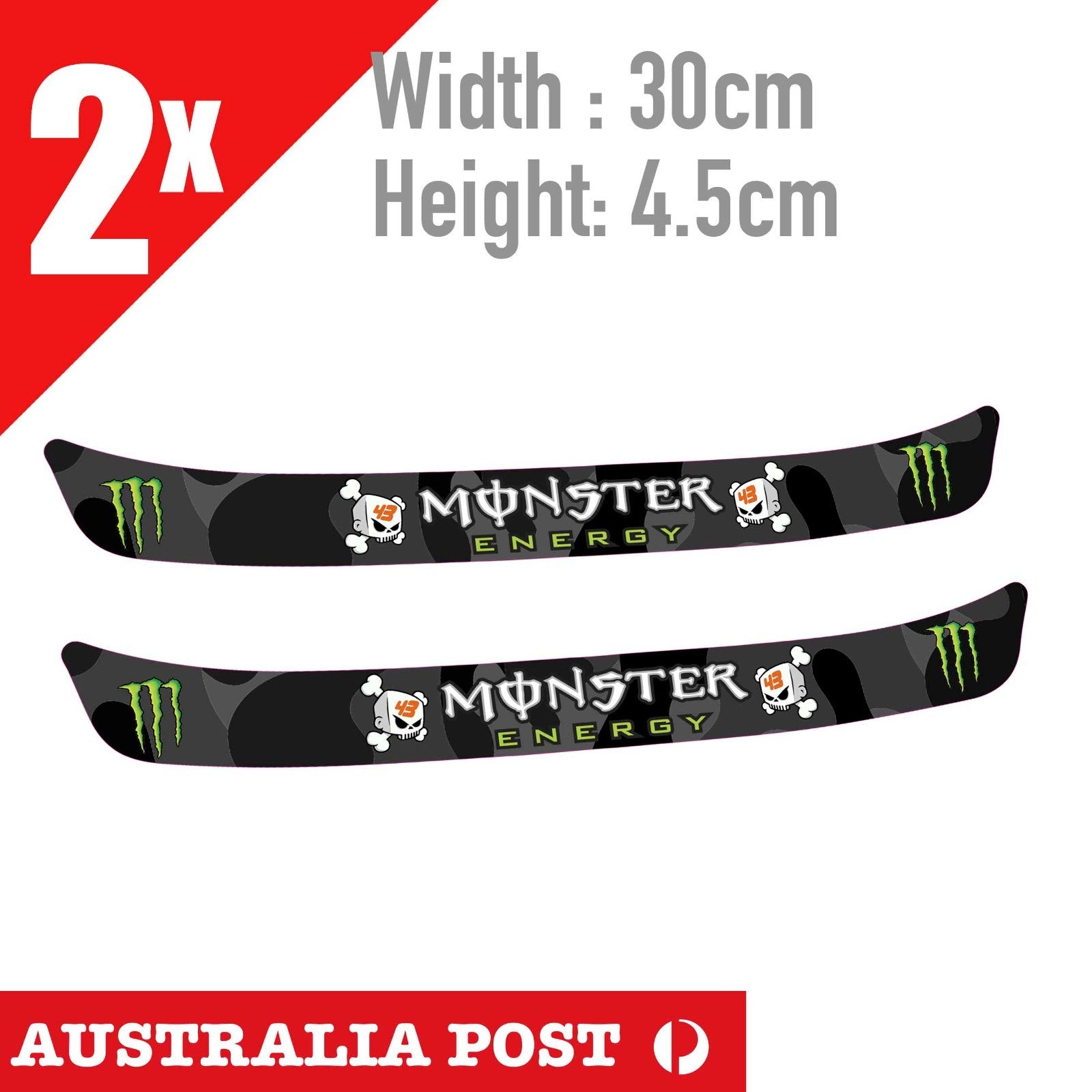 Monster Energy Motorcycle Helmet Visor - KEN BLOCK  Racing Skull  Sticker