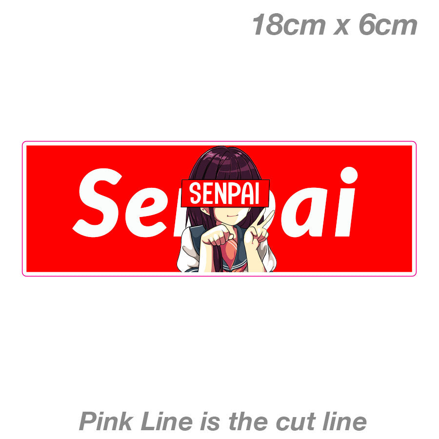 Senpai Cute Anime Girl JDM Slap  Laptop , Car  Vinyl  Sticker 