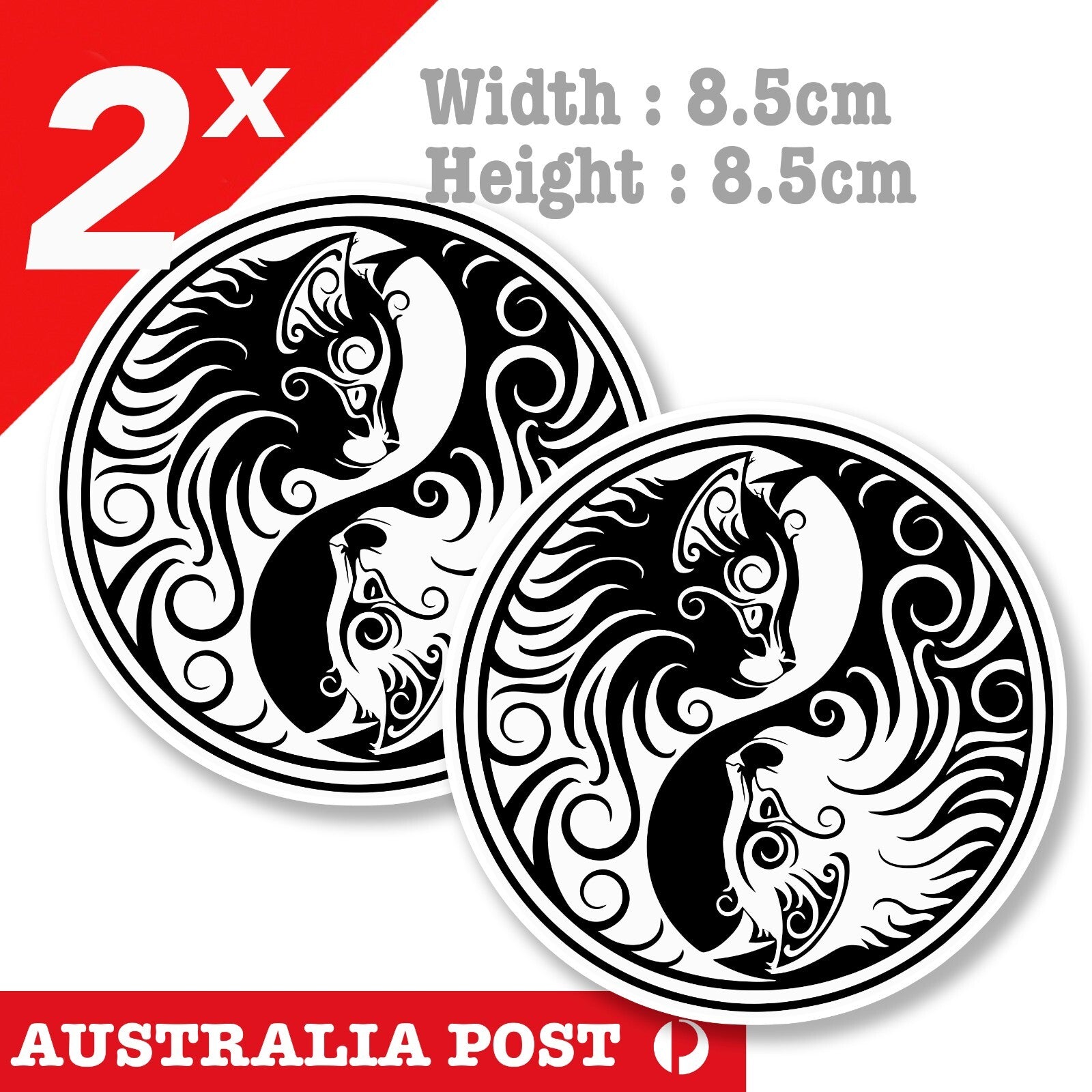 Cat Yin Yang Badge White and Black Cat Stickers