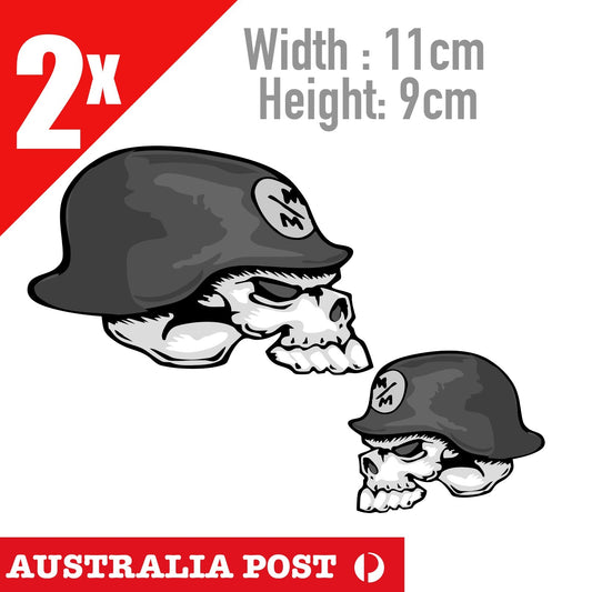 Motorcycle Helmet Metal MULISHA Skull Green Helmet logo Grey Stickers