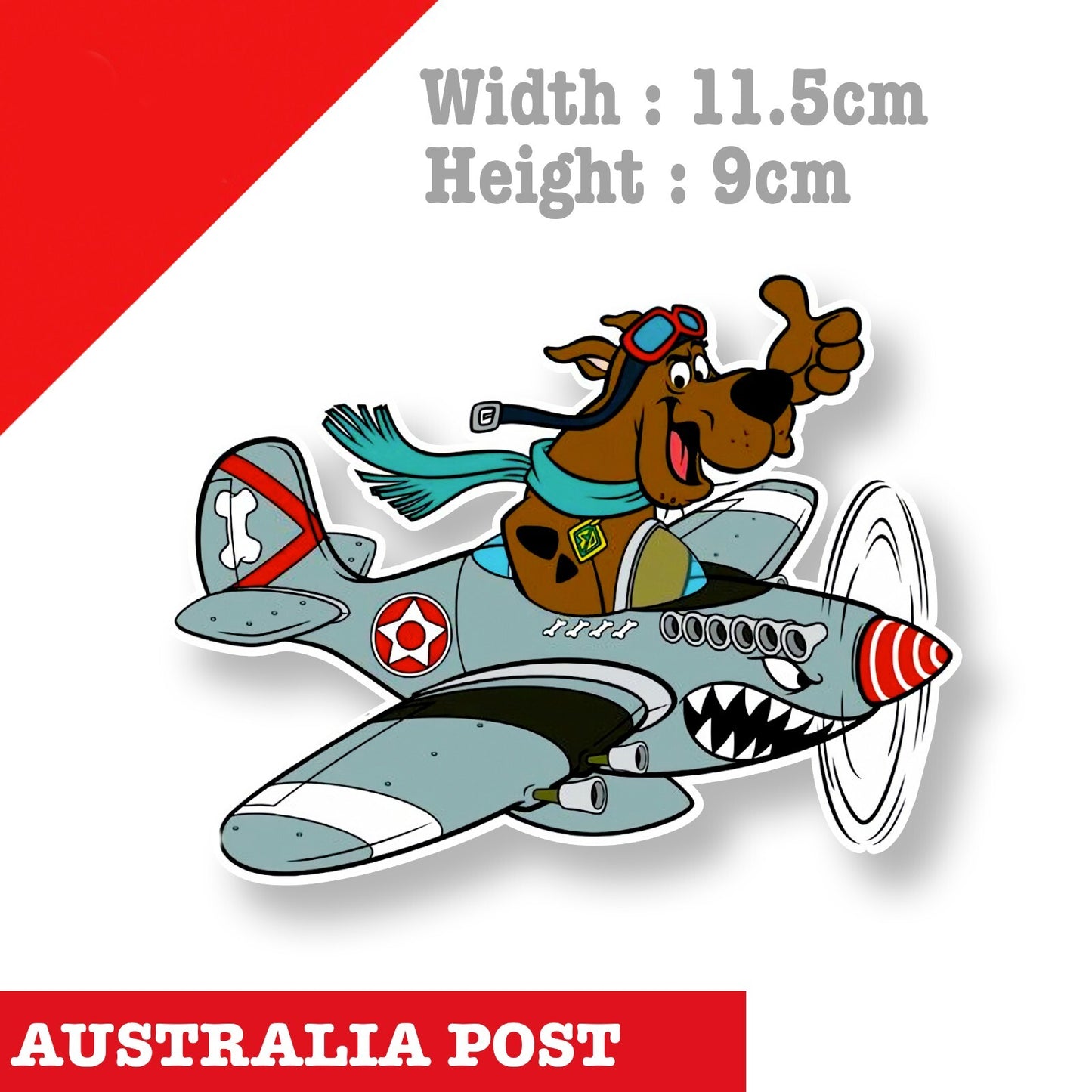 Scooby-Doo as Pilot Riding a Plane Funny Cartoon Sticker