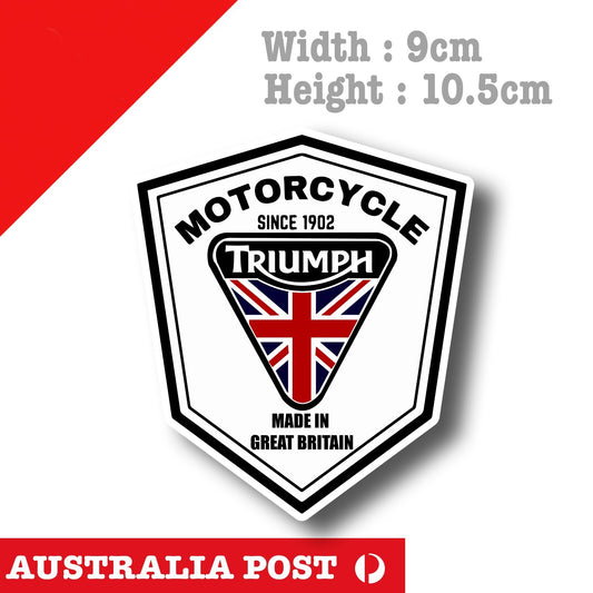 TRIUMPH Motorcycle 1902 - Made in Great Britain Shield British Flag Sticker