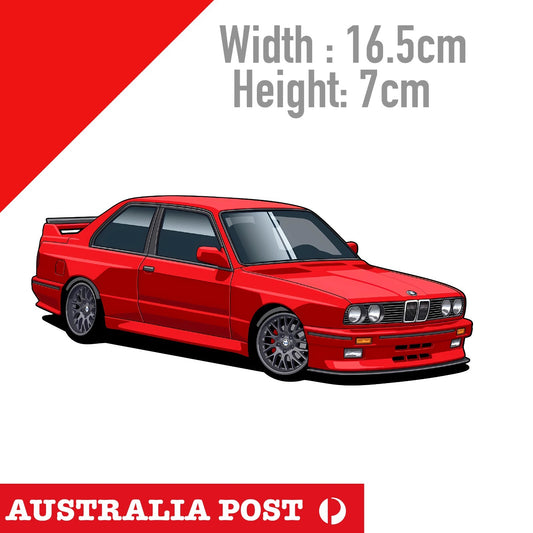 BMW M3 (E30)  Car, BMW RED Racing Car Sticker