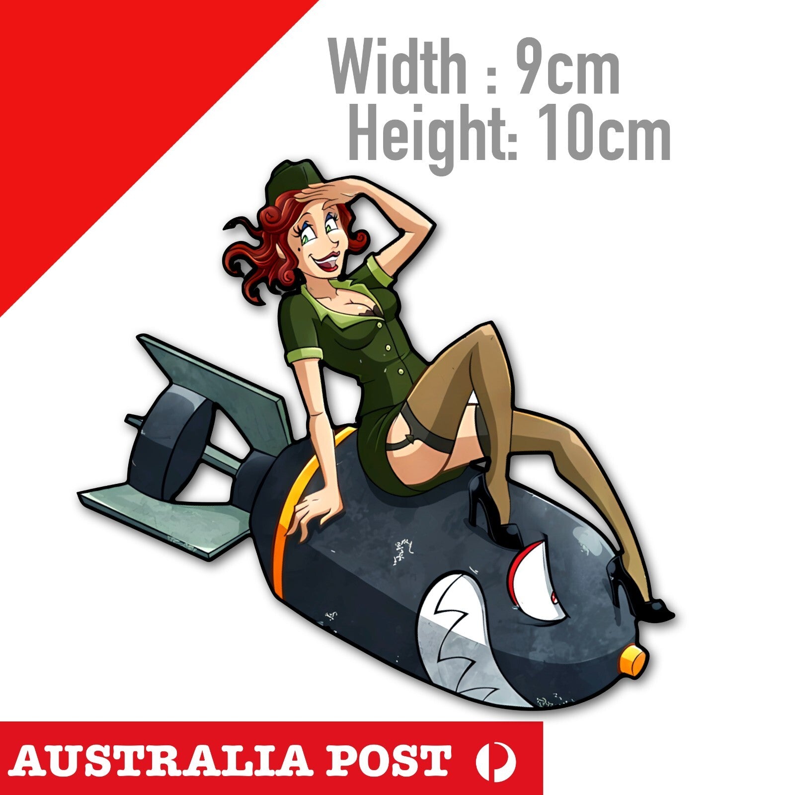 Angry Bomb with Teeth Pin Up Girl - Bombs Away Sexy Girl Sticker