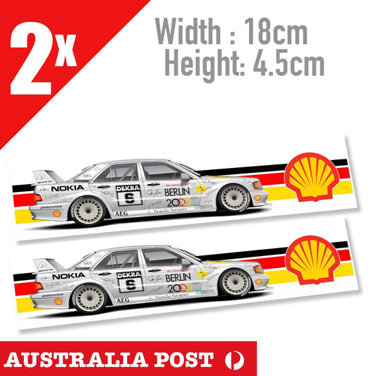 Mercedes Benz e190 Racing Car Banner, Shell Oil Banner  Sticker