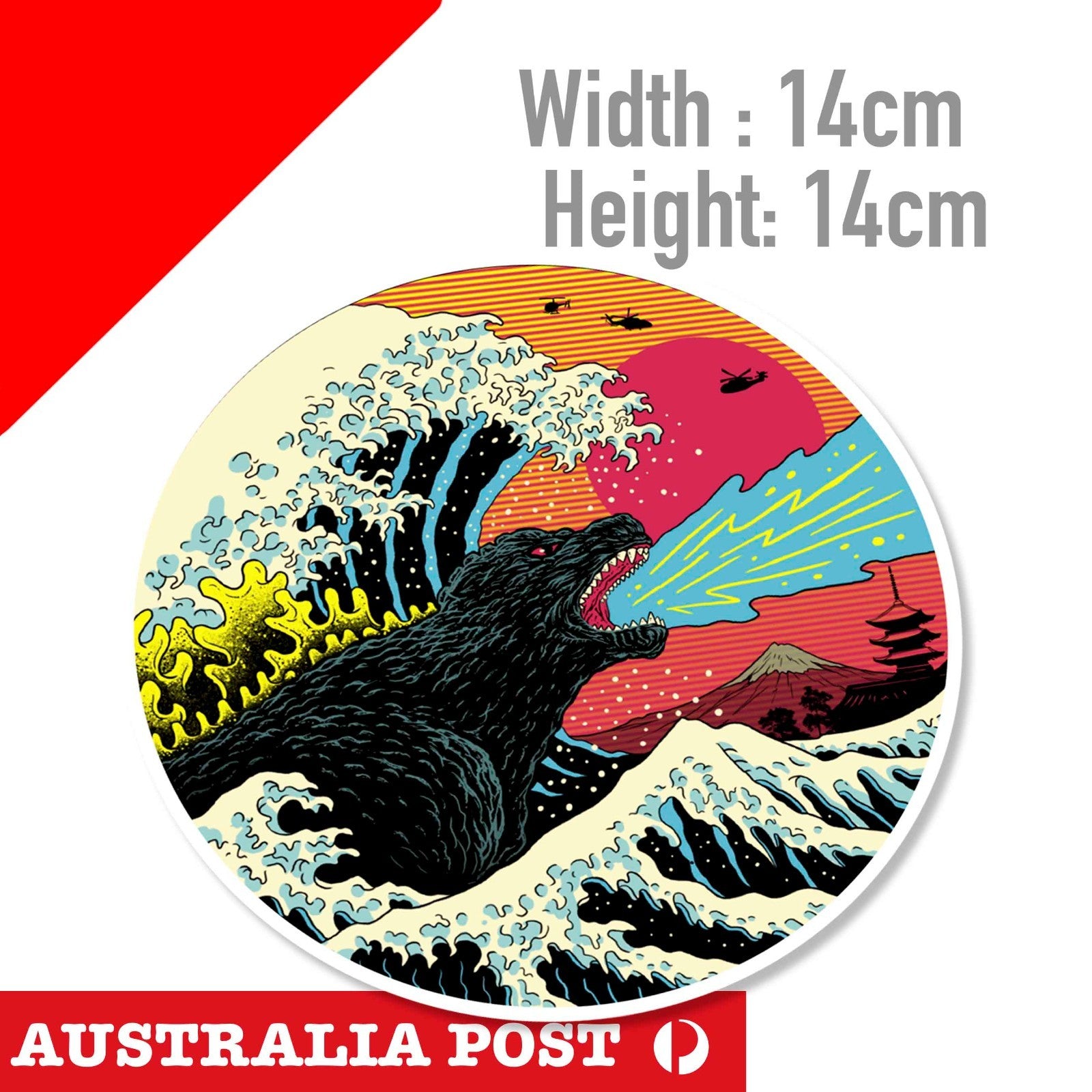 The Great Wave off Kanagawa with Godzilla  JDM JAPAN  , Car  Vinyl   Sticker