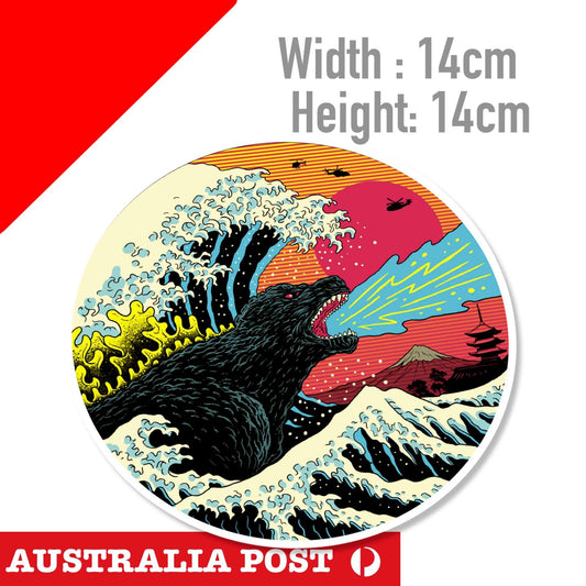The Great Wave off Kanagawa with Godzilla  JDM JAPAN  , Car  Vinyl   Sticker