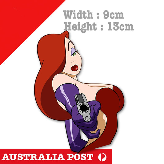 Jessica Rabbit With Gun , Sexy Red Head Pin Up Girl ,Cartoon Sticker