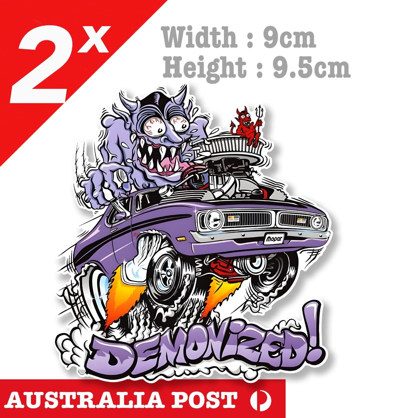 DEMON Hot Rod - DEMON Monster Mancave Hot Rod Americana Vinyl  Sticker