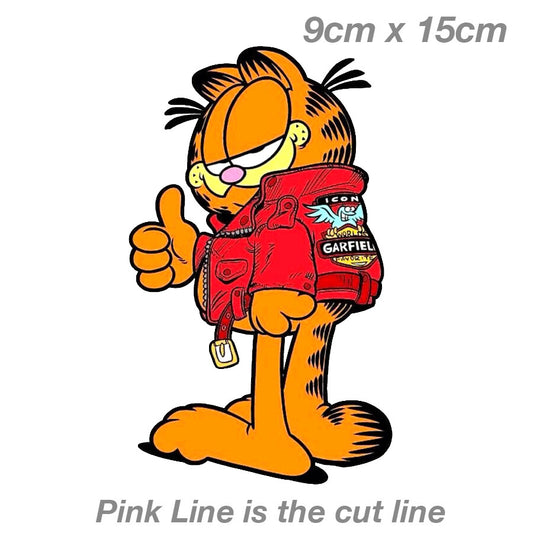Garfield with Red Jacket  Laptop , Car  Vinyl  Sticker 