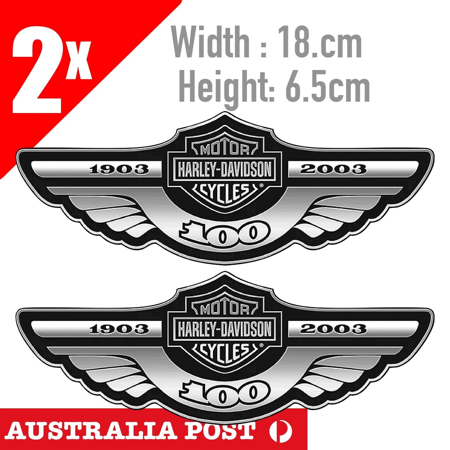 Harley Davidson 100 Year Anniversary Wing Logo  Sticker