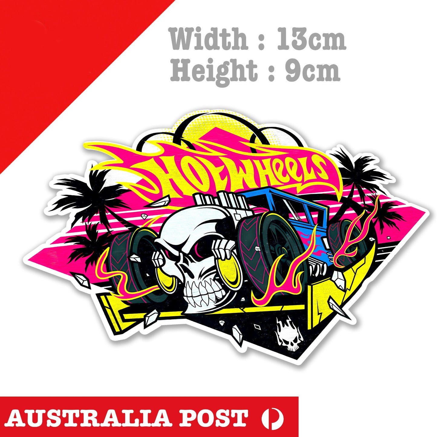 Hot Wheels Skull Racing Car Vinyl  Stickers