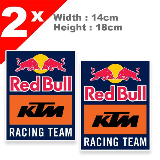 Large Red Bull KTM Racing Team x 2 Fridge Bar Decal Sticker