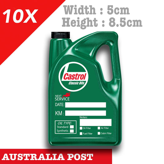 Castrol Classic Oil Change Service Reminder x10 Pack , Cars Vans, Ute Stickers