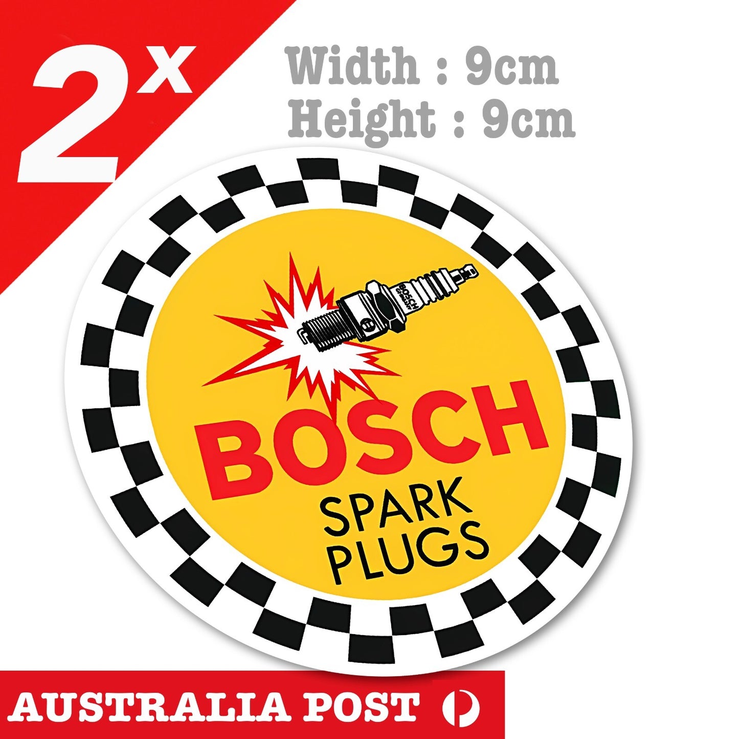 Bosch Spark Plugs ROund Badge, Vintage Sticker