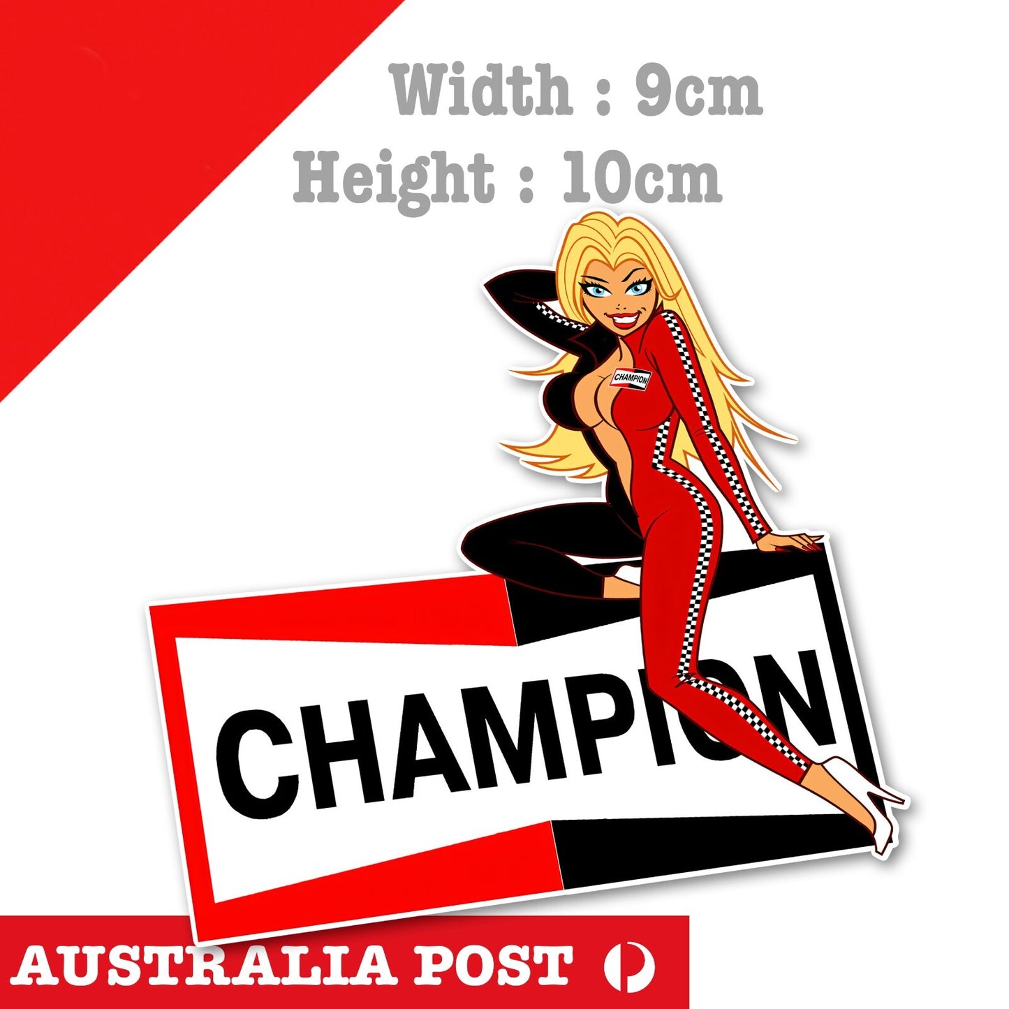 CHAMPION Spark Plug Sexy Blond Pin Up Girl, Logo  Laptop , Car Vinyl  Sticker