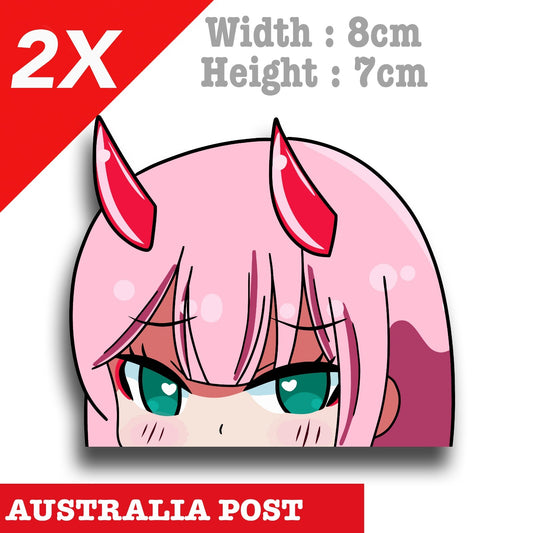 Darling Zero Two Peeking JDM Logo Decal Sticker