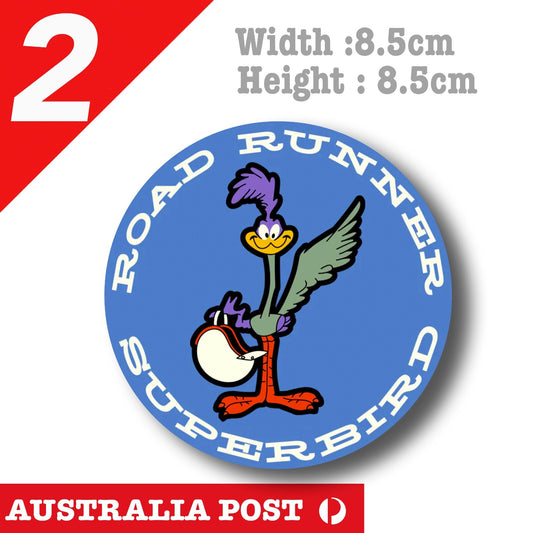 Road Runner Super Bird Blue Badge Cartoon Stickers