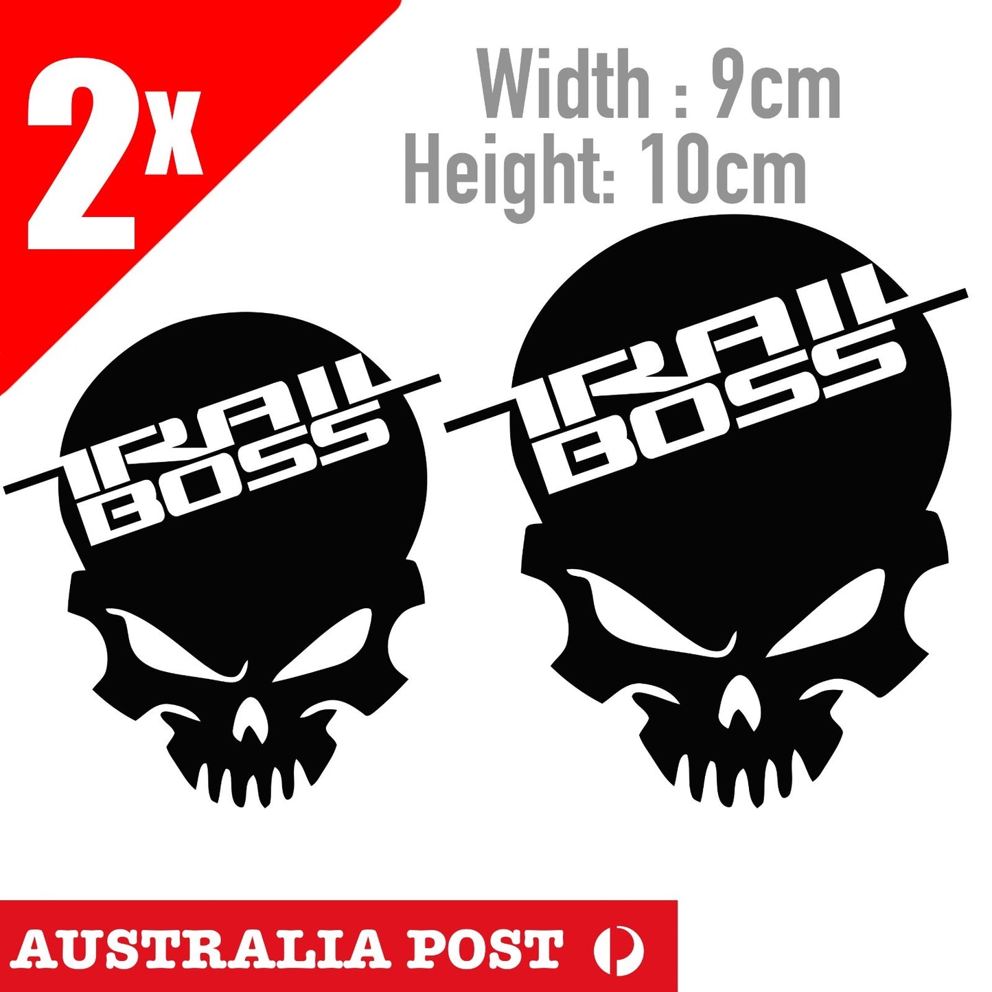 TRAIL BOSS Skull Head, Off Road, truck, Ute, 4x4 Off Road Sticker