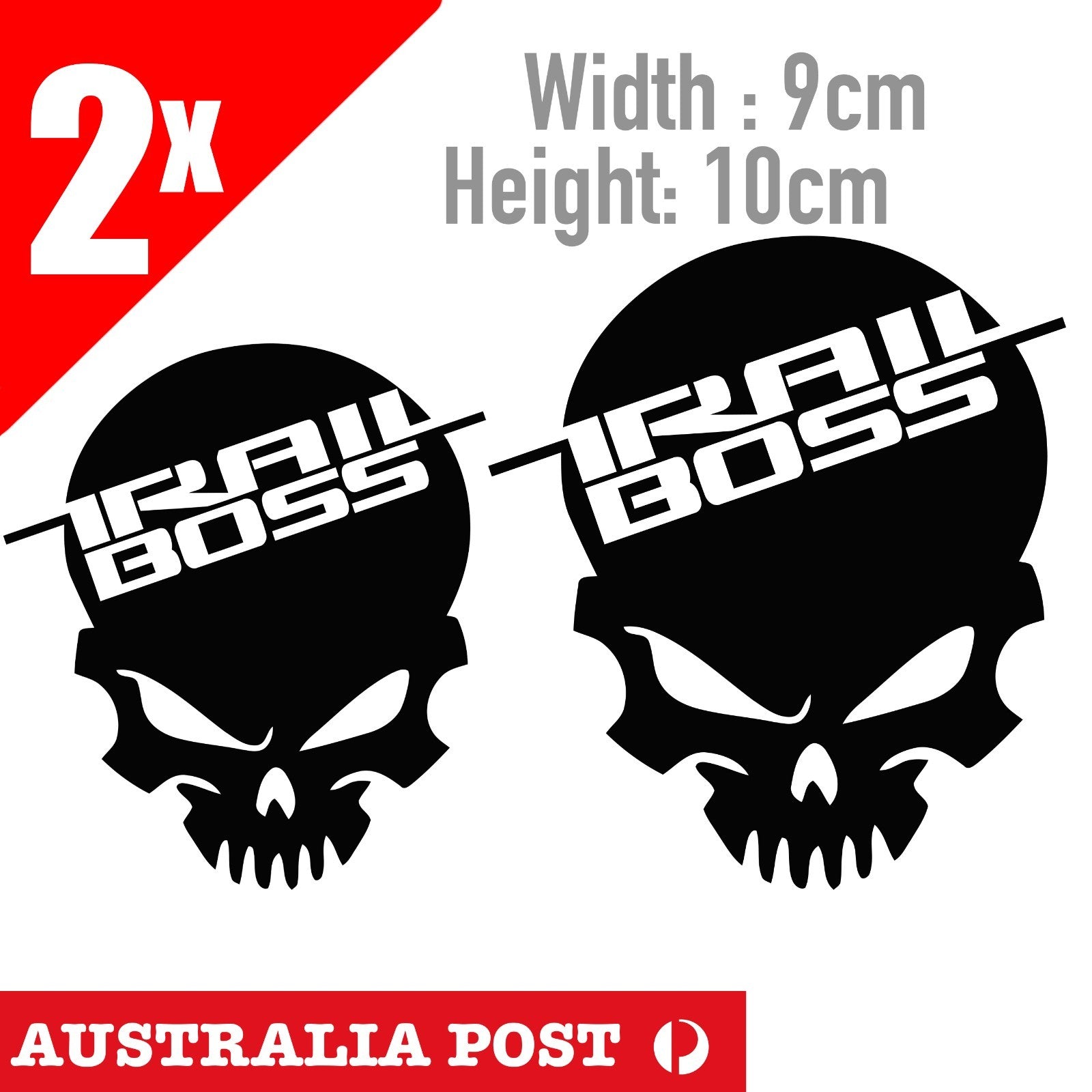 TRAIL BOSS Skull Head, Off Road, truck, Ute, 4x4 Off Road Sticker