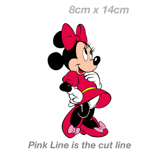 Minnie Mouse Pink Dress - Mickey Mouse Walt Disney Funny Cute Vinyl  Sticker 