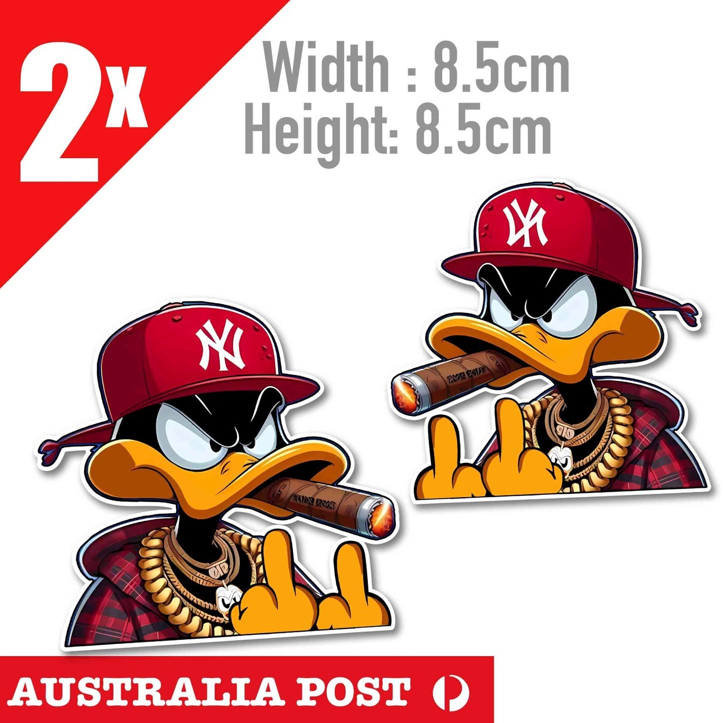 Daffy Duck Middle Finger, Angry Daffy with Cigar Funny middle Finger Stickers