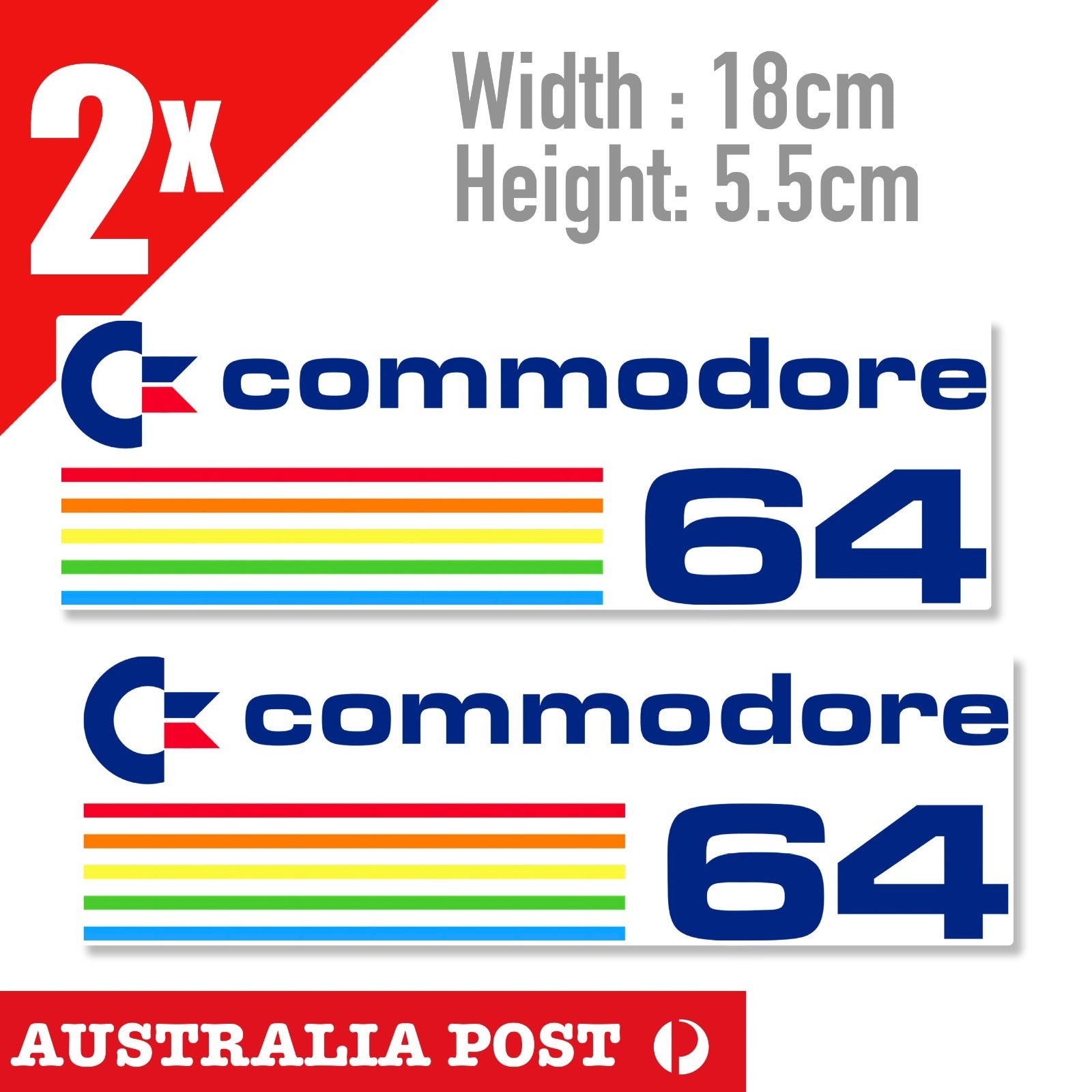 Commodore 64 banner Vintage Logo x2 Sticker