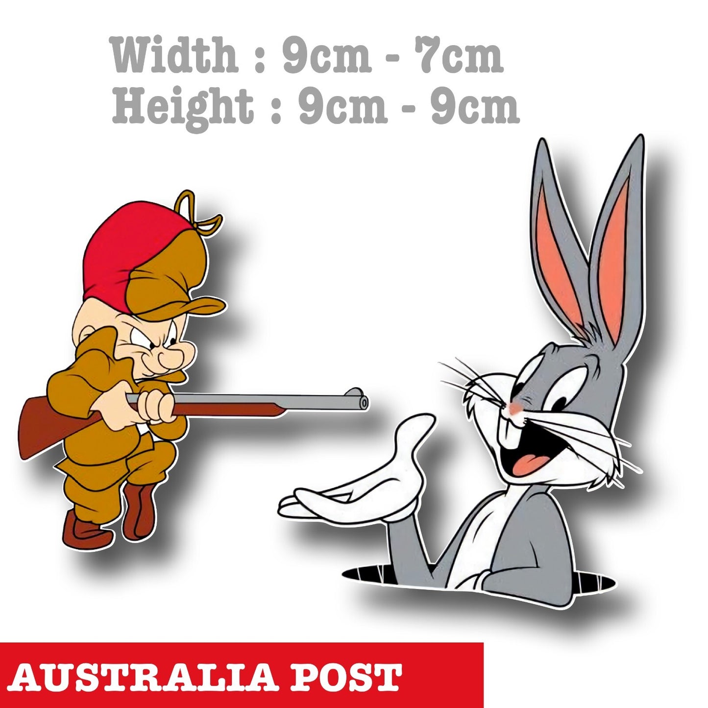 Bugs Bunny and Elmer Fudd with gun -  Looney Tunes Funny  Decal Sticker