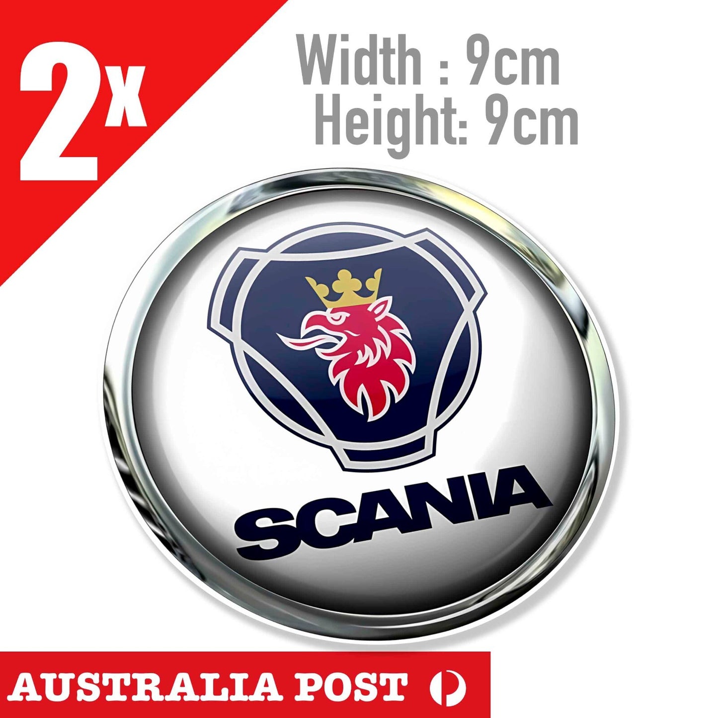 SCANIA CRHOME Round Logo, Truck V8 Logo 2x Stickers