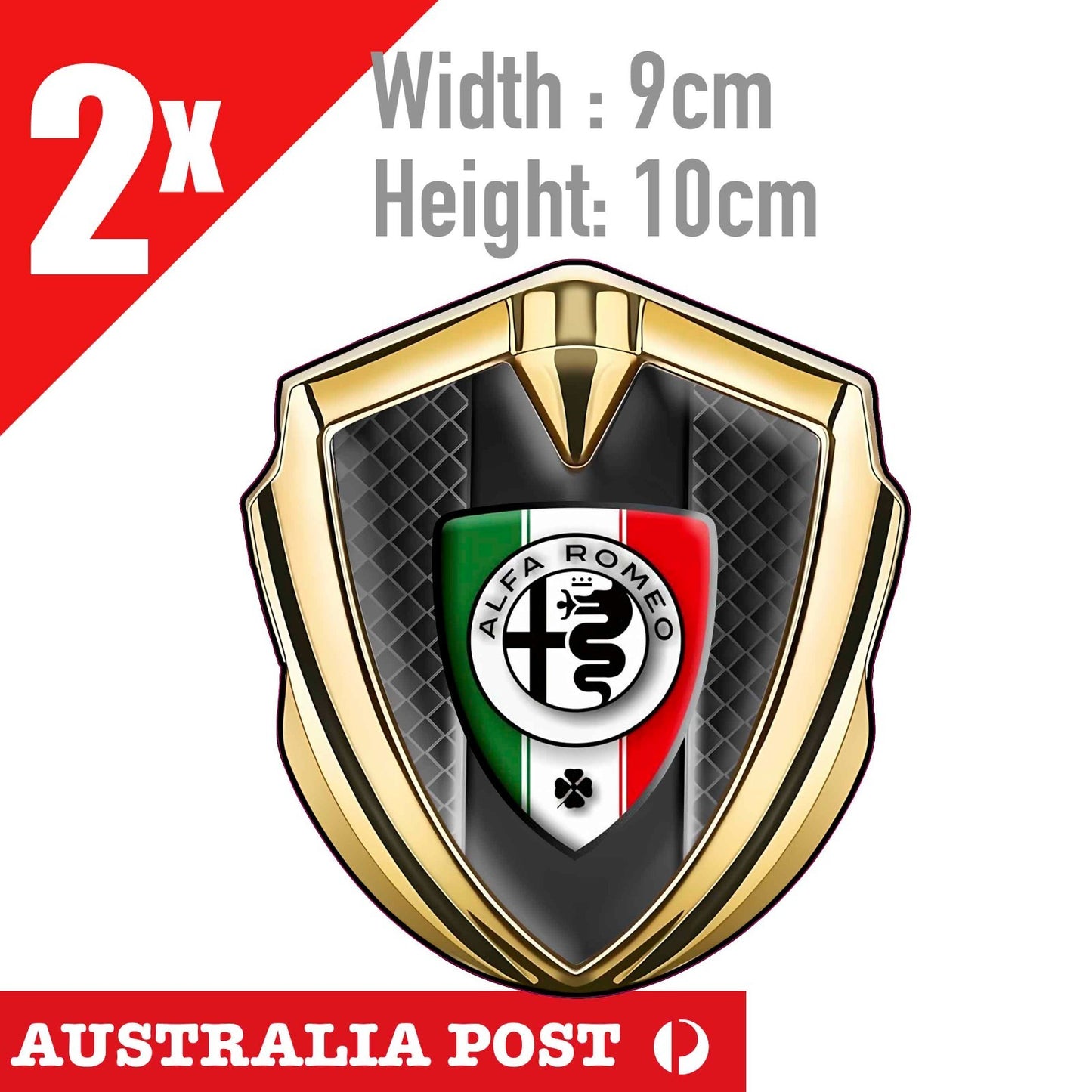 ALFA ROMEO LOGO Italian Flag GOLD Badge Decal Sticker