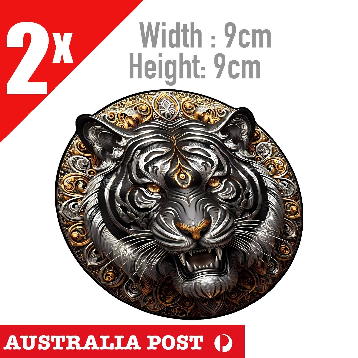 GOLDEN Tiger Head , Tiger Coin ,Laptop , Car  Decal Stickers