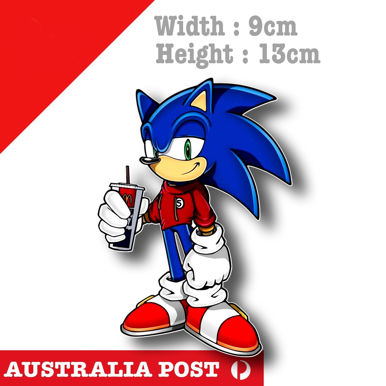 Sonic The Head  Hog, MC Donald Drink SEGA MEGA Drive Game Character Sticker