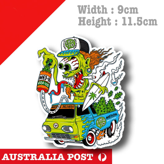 Rat Fink Weed Ute Mancave Rat Hot Rod Americana Vinyl  Sticker 