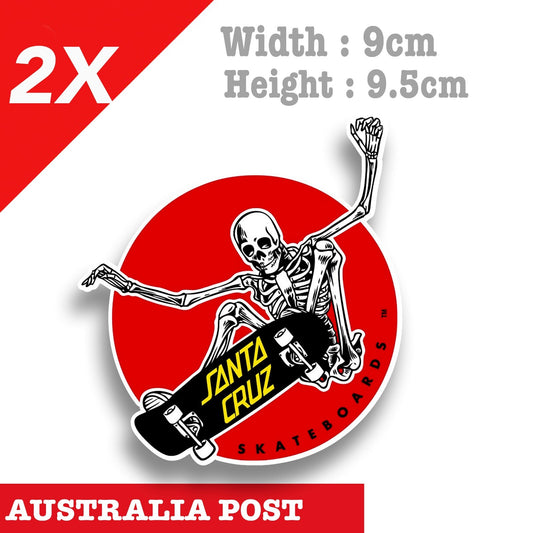 SANTA CRUZ Skater , Skate Board, Santa Cruze Logo , Skull Skater  Decal Sticker