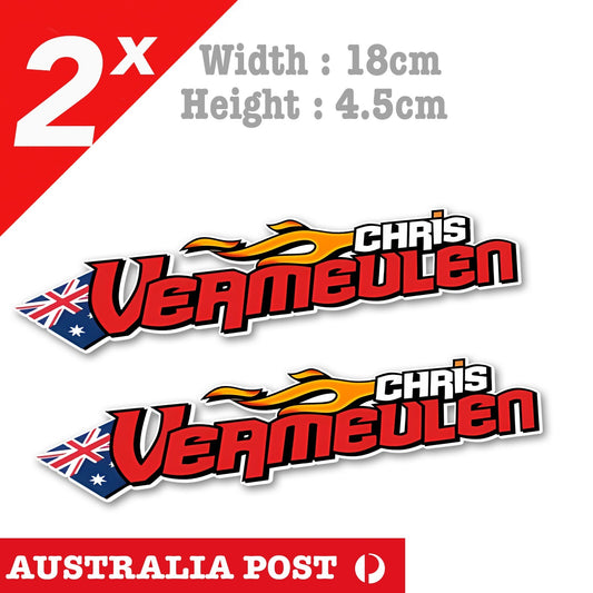 Chris Vermeulen logo , Australian Flag Banner, Motorcycle Logo Stickers